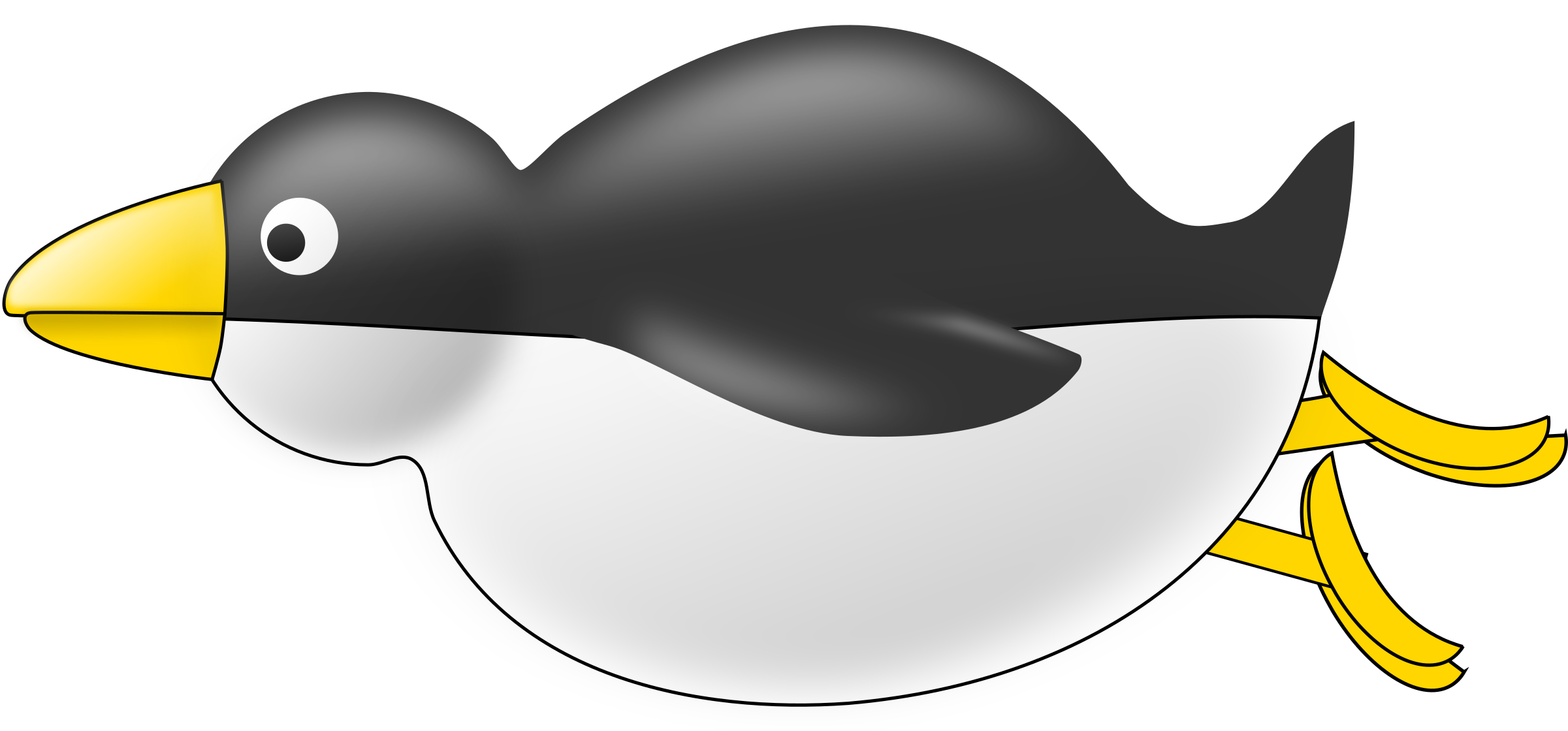 Penguin Clipart Flying - Swimming Penguin Clip Art (2400x1134), Png Download