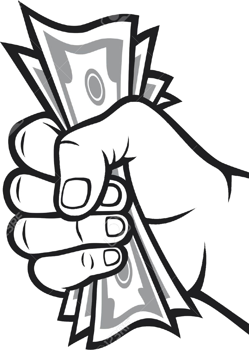 Drawing Money Bag Banknote - Money In Hand Vector (853x1199), Png Download