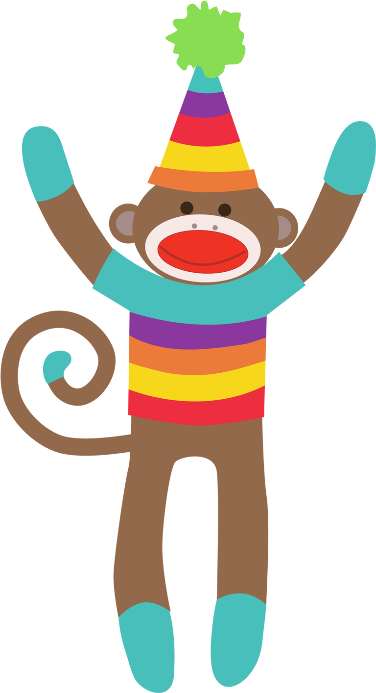 Year Of The Monkey Clipart 4 Monkey - Colorful Sock Monkey Clip Art (964x1500), Png Download
