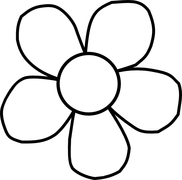 Black And White Transparent Clipart Flower (600x594), Png Download