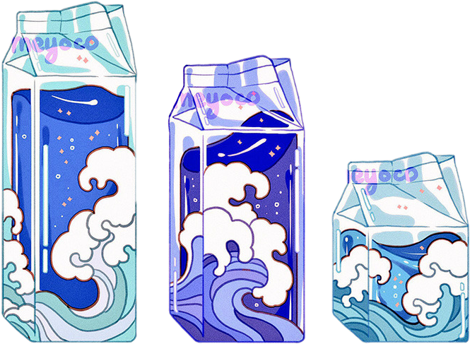 Aesthetic Anime Blue Purple Aes Tumblr Milk Png Clipart - Water Meyoco Art (665x487), Png Download