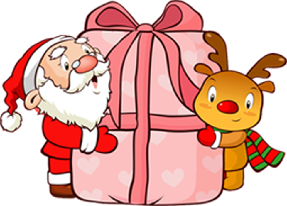 Party Clipart Santa Claus - Christmas Red Gift Cabochon Glass Bronze/silver/black (978x702), Png Download