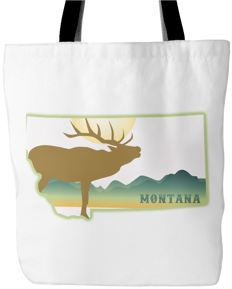 Montana Mountain Elk Tote Bag - Tote Bag (1024x1024), Png Download