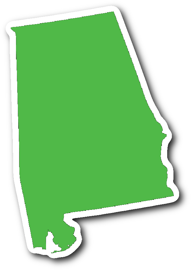 Alabama State Shape Sticker Lime Green Alabama T Shirts, - Alabama (1064x1064), Png Download