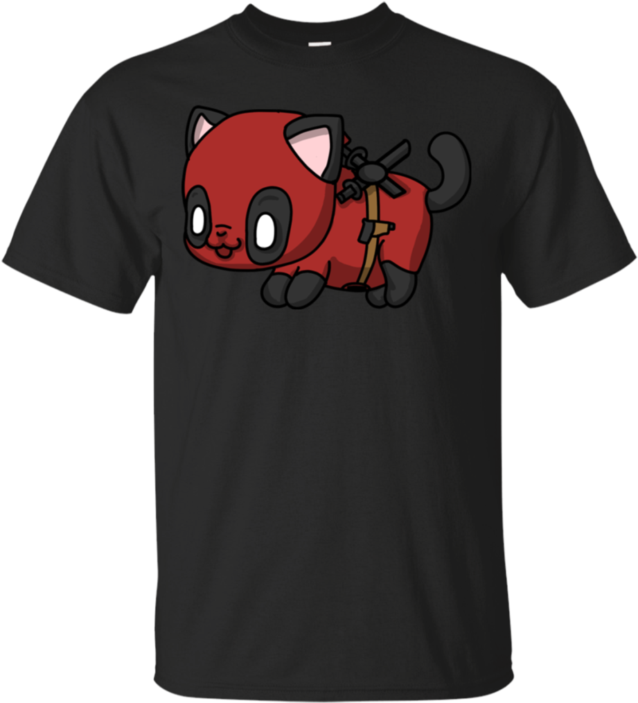 Pusheen Cat Deadpool Catpool Funny Super Hero Cat Kitty - T-shirt (1024x1024), Png Download
