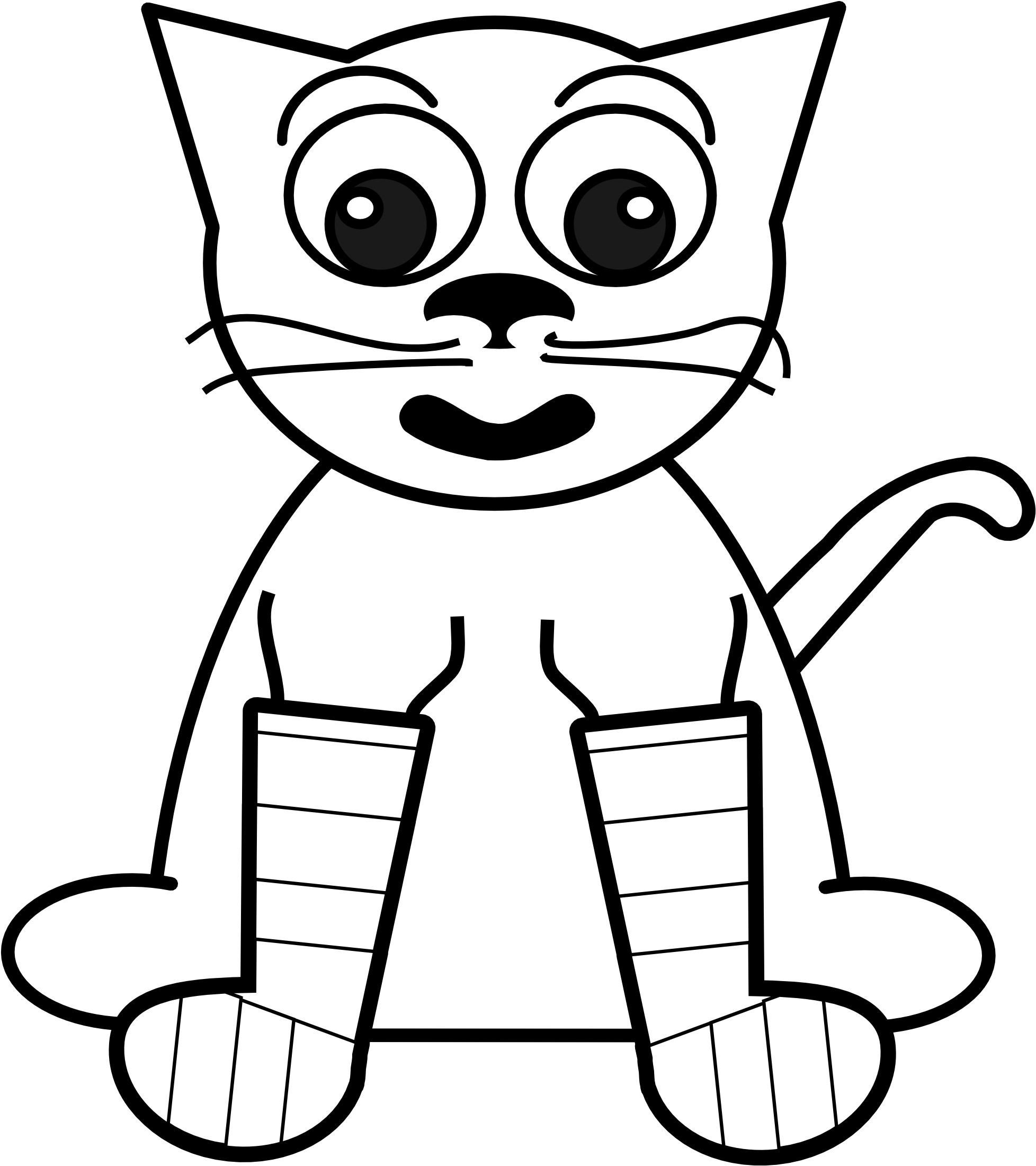 Cat Black And White Coloring Page - Socks Clip Art (1979x2224), Png Download