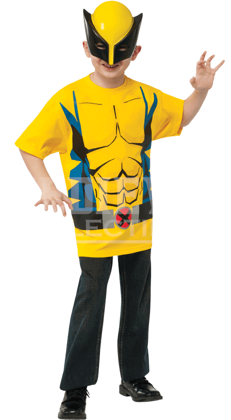 Kids Wolverine Costume Top And Mask - Marvel Wolverine Tshirt For A Child (850x850), Png Download