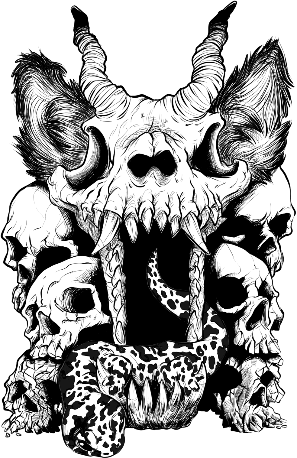 Wolfskull Cleanup - Wolf And Skull (1000x1557), Png Download