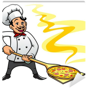 Cartoon Baker Chef Cooking Pizza Self-adhesive Wall - Pizza Comic (400x400), Png Download