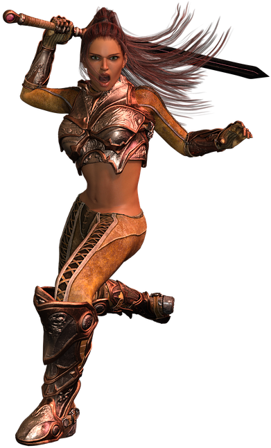 Fantasy Woman Fighter (540x720), Png Download