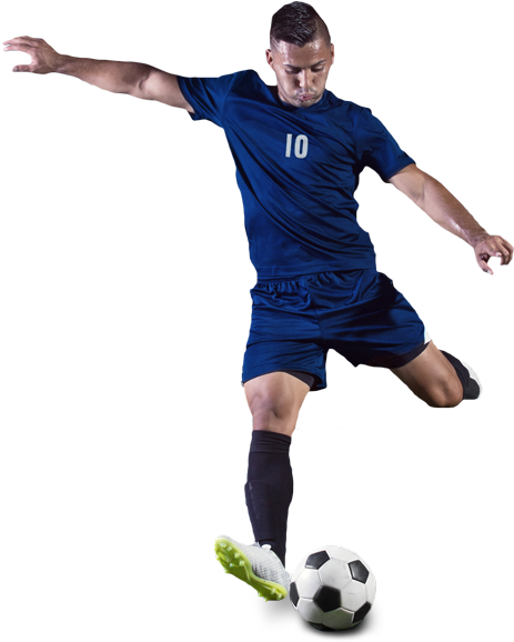 Our Mission - Soccer Player Kicking Png (484x577), Png Download