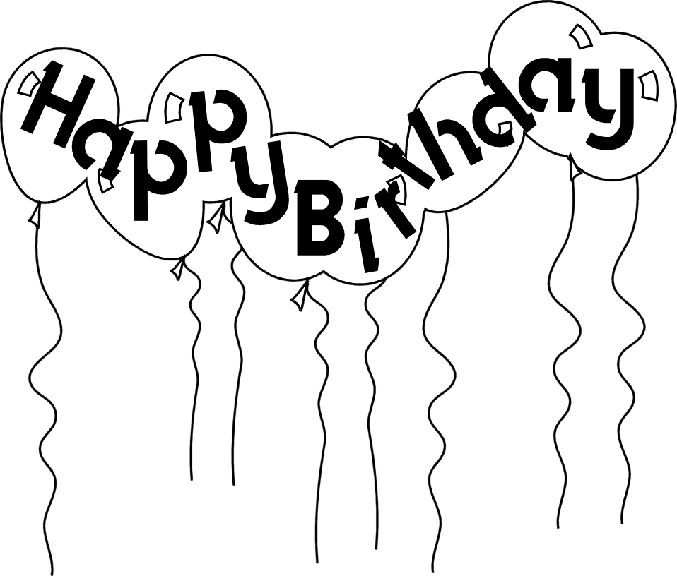 Happy Birthday Balloon Clipart Black And White - Happy Birthday Gif Countdown (958x816), Png Download