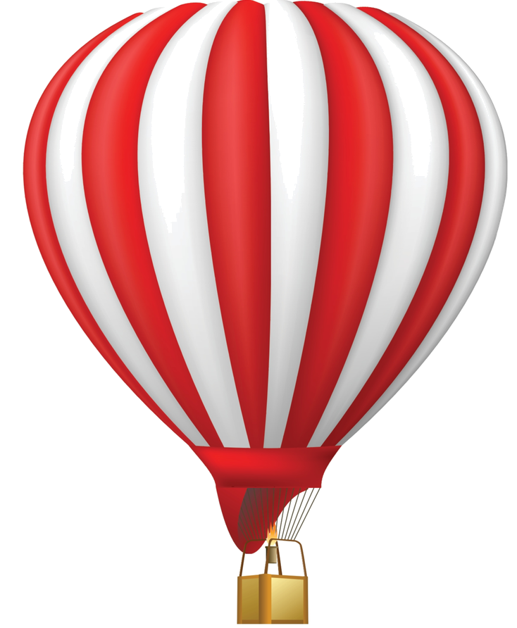 Red White Striped Balloon - Hot Air Balloon Clipart Transparent (734x892), Png Download