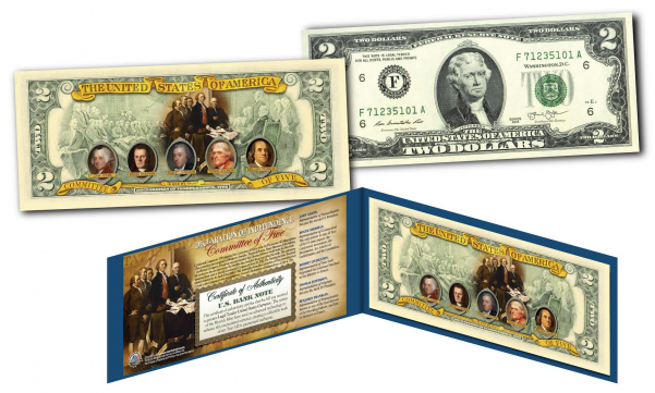 Committee Of Five Declaration Of Independence Official - Two Dollar 2 U S Bill Genuine Legal Tender Currency (600x600), Png Download