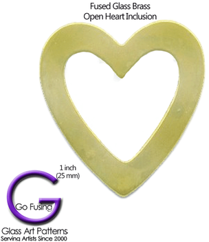 Fused Glass Brass Inclusion - Heart (350x350), Png Download