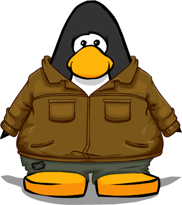 Leather Outdoors Jacket On A Playercard - Club Penguin (376x424), Png Download