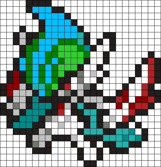 475 Mega Gallade Perler Bead Pattern / Bead Sprite - Pixel Art Pokemon Mega (526x547), Png Download