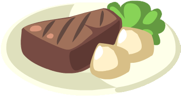 Grilled Rump Steak - Steak Dinner Vector Art (358x358), Png Download