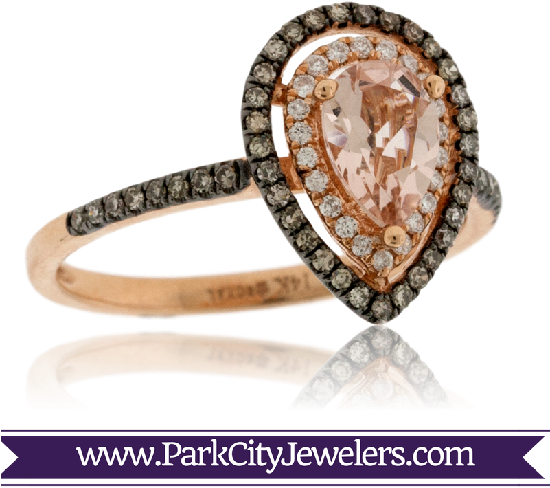 Brown Diamond And Tear Drop Morganite Ring - Pave Diamond Snowflake Earrings (800x800), Png Download