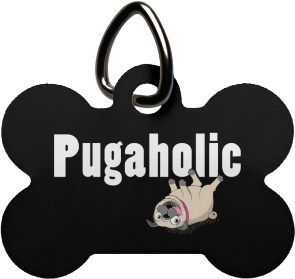 Pugaholic Dog Bone Pet Tag - Dog (600x600), Png Download