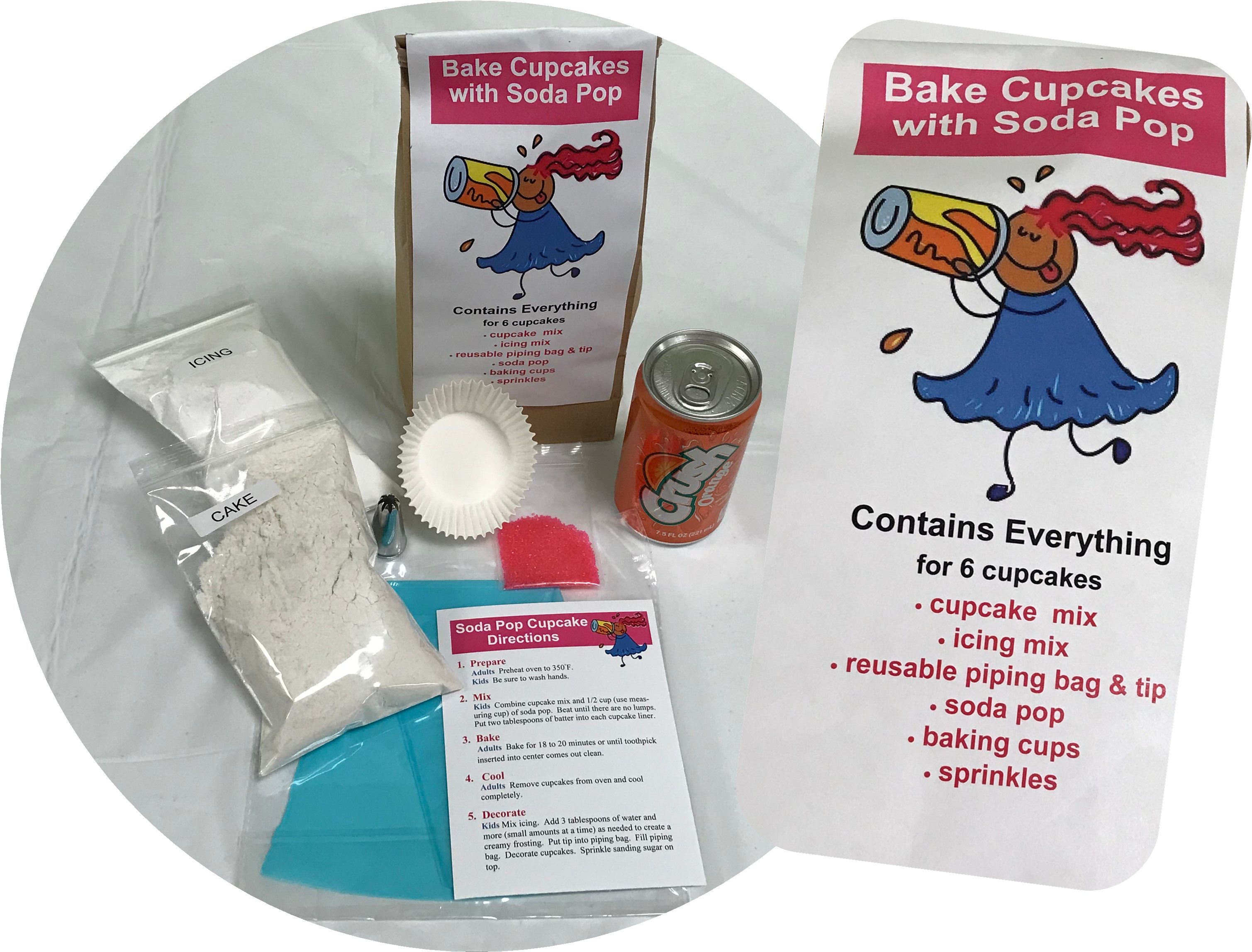 Soda Pop Cupcake Kit - Cupcake (3038x2295), Png Download