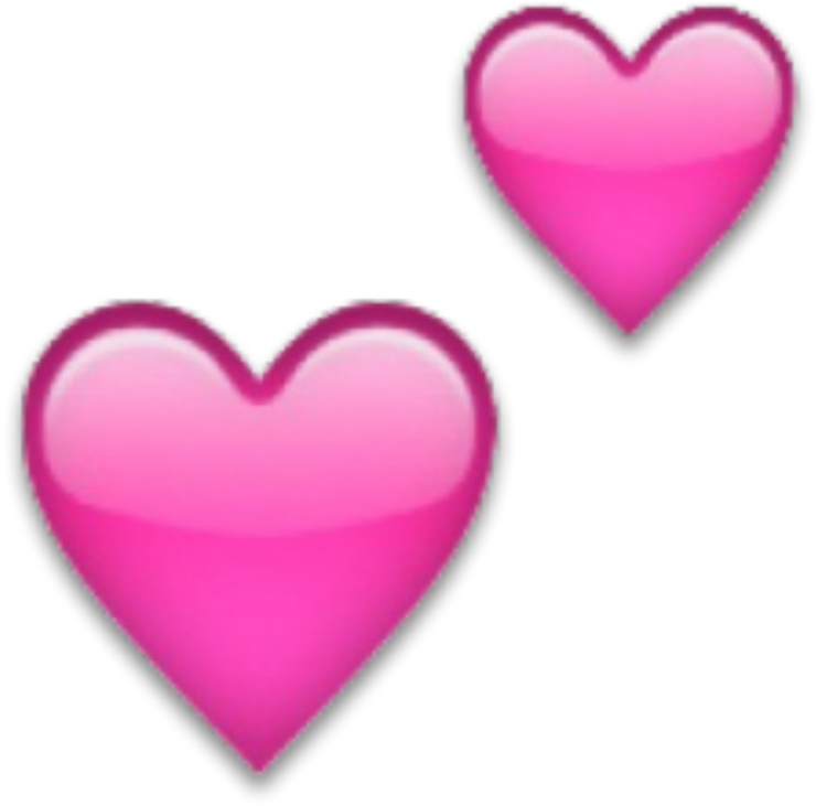 Heart Corazon Overlay Sticker - 2 Pink Hearts Emoji (1024x1024), Png Download