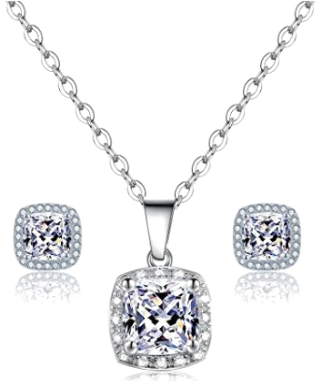 Necklace Jewellery Set Png Free Download - Women 3-in-1 Wedding Band Ring Set 4ct Diamonique Cz (420x448), Png Download