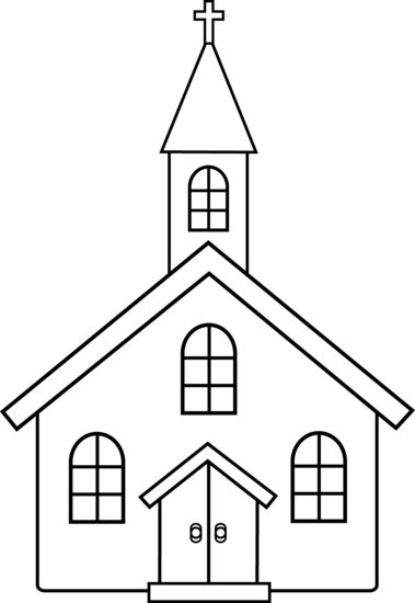 Little Church Line Art - Coloring Picture Of A Church (379x550), Png Download