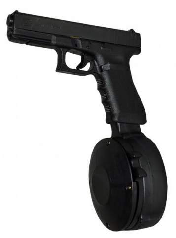 Glock 22 Drum Magazine (640x480), Png Download
