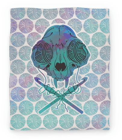 Cat Skull & Crochet Hooks Blanket - Cat Skull & Crochet Hooks Iphone Case: Funny Iphone (484x484), Png Download