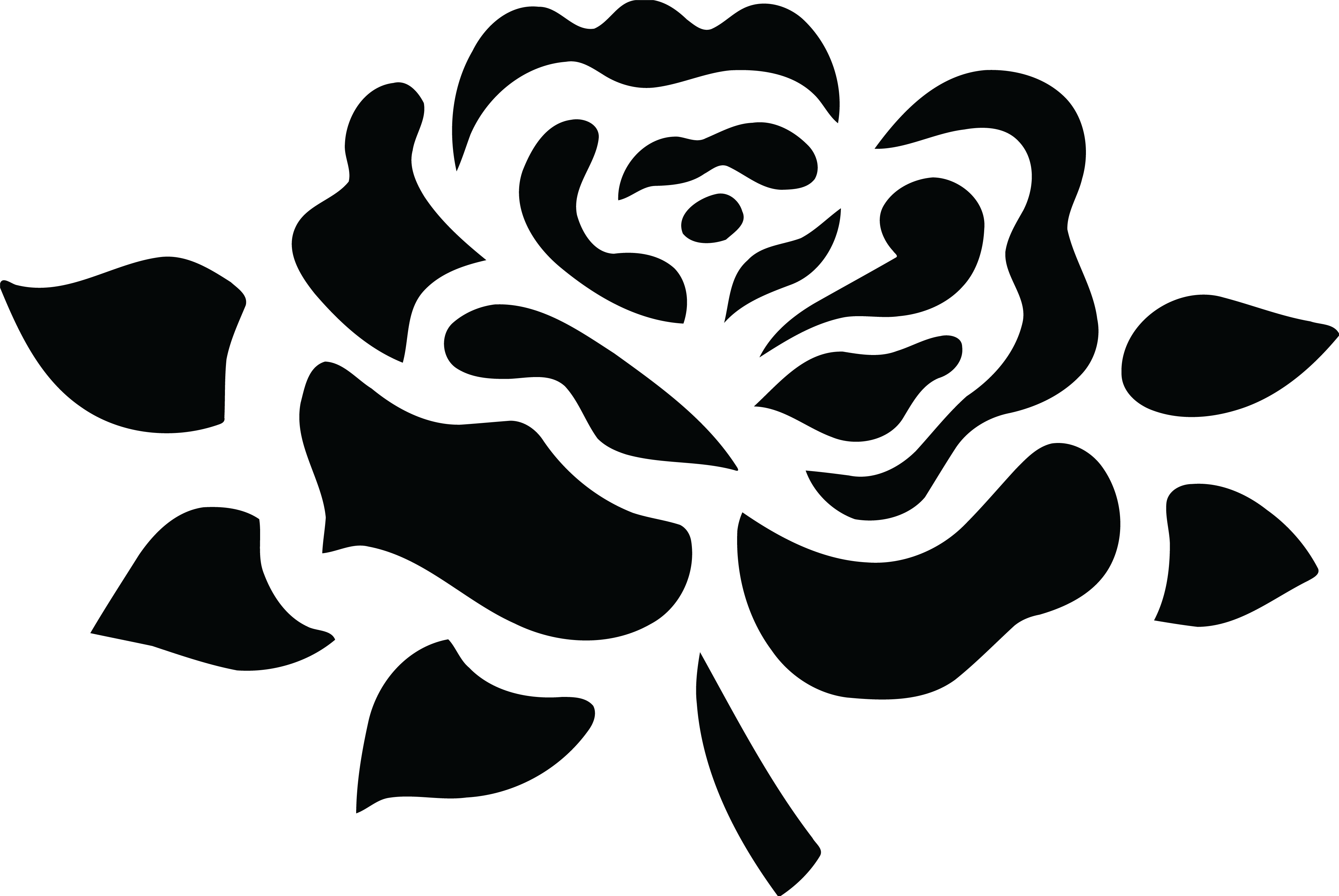Free Clipart Of A Black And White Fully Bloomed Rose - Black And White Png (4000x2678), Png Download