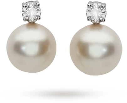 White Gold South Sea Pearl Stud Earrings - Gold Pearl Earrings Png (460x460), Png Download