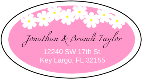 Pink Oval Wedding Address Label Pre-designed Label - Wedding Label Pink (500x296), Png Download