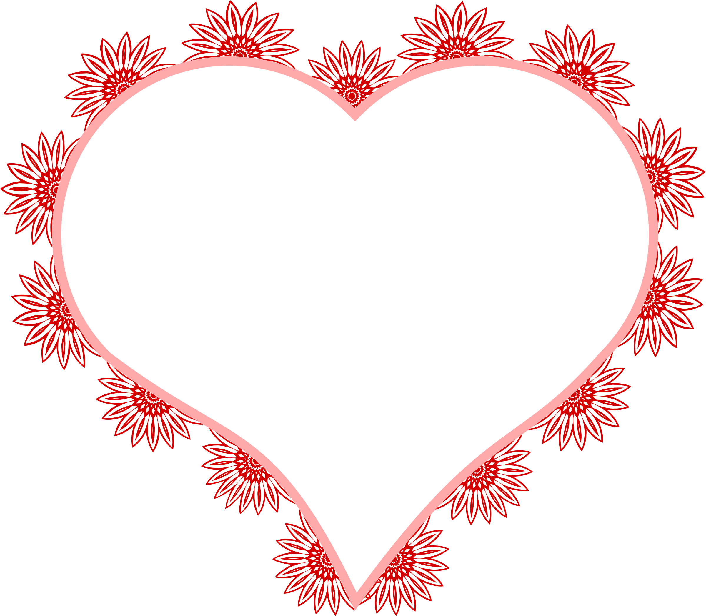 Heart Pixel Art Valentine's Day Clip Art - Heart Floral Frame Png (2400x2094), Png Download