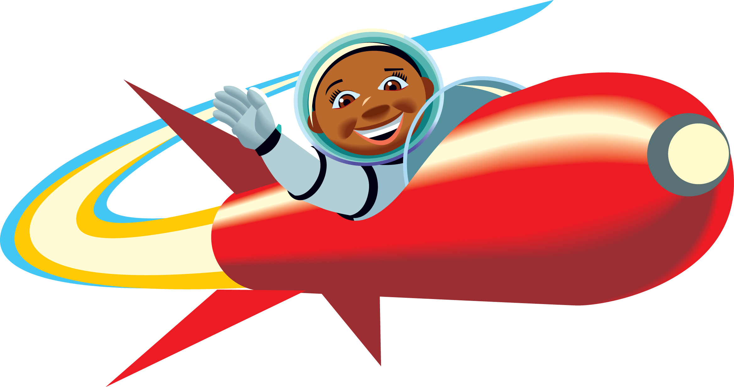 Images For Rocket Clip Art Png - Astronaut In Rocket Clipart (2337x1232), Png Download
