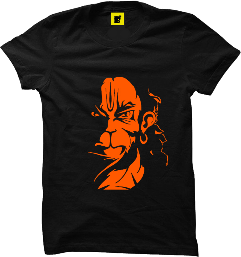 Hanuman Ji Black Powerful T-shirt - Hanuman T Shirt (800x852), Png Download