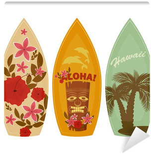 Surfboards Isolated On White Background Wall Mural - Vintage Hawaiian Pillow Case (400x400), Png Download