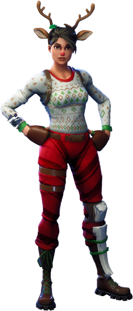 Fortnite Red-nosed Raider Png Image - Red Nosed Reindeer Fortnite (1100x1100), Png Download