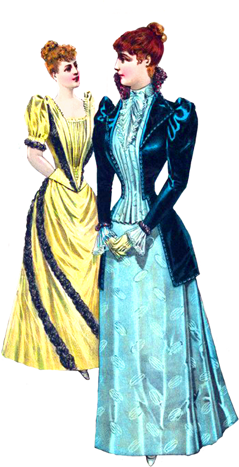 Two Victorian Ladies In Dresses Png - Clothing (515x945), Png Download