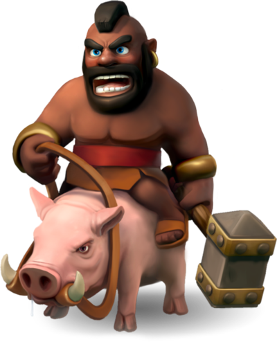 Clashroyalestrats - Clash Royale Hog Rider Png (400x494), Png Download