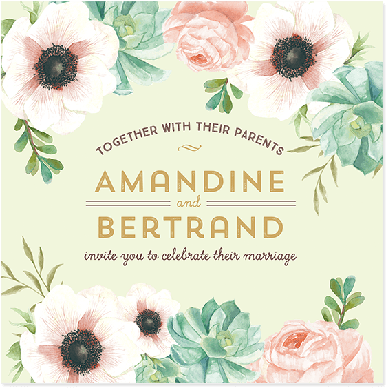 Wedding Bouquet Bespoke Invitation With Watercolor - Personalised Botanical Wedding Invitation (700x700), Png Download