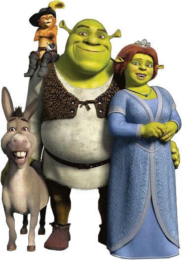 Shrek - Shrek Fiona Donkey Puss In Boots (369x527), Png Download