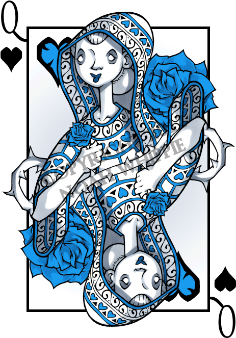 Queen Of Hearts Card Png For Kids - Blue Queen Of Hearts Card (480x680), Png Download