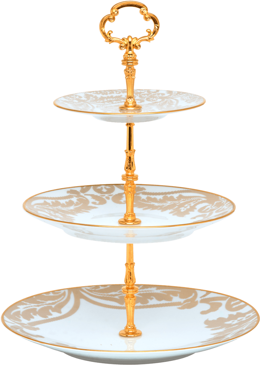 00 3 Tier Cake Plate Gold - Paris (960x1332), Png Download