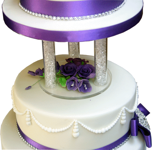 Rose Teardrop Wedding Cake - Purple Wedding Cakes With Stand (500x493), Png Download