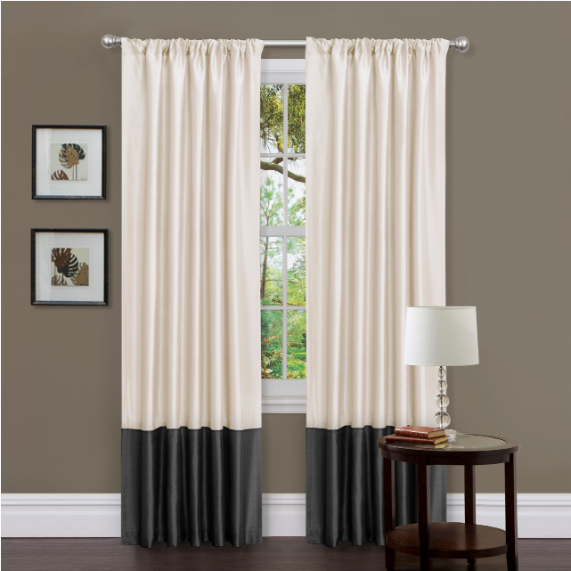 Window With Curtains Png Milione Fiori Black/white - Mercury Row Rod Pocket Light-filtering Curtain Panels (800x640), Png Download