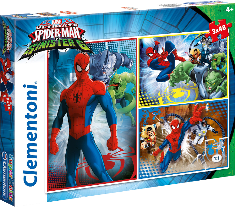 Buy Puzzle Clementoni Ultimate Spiderman 25217 Elkor - Clementoni 25217 - Spider-man: Sinister Six - 3 X 48 (800x800), Png Download