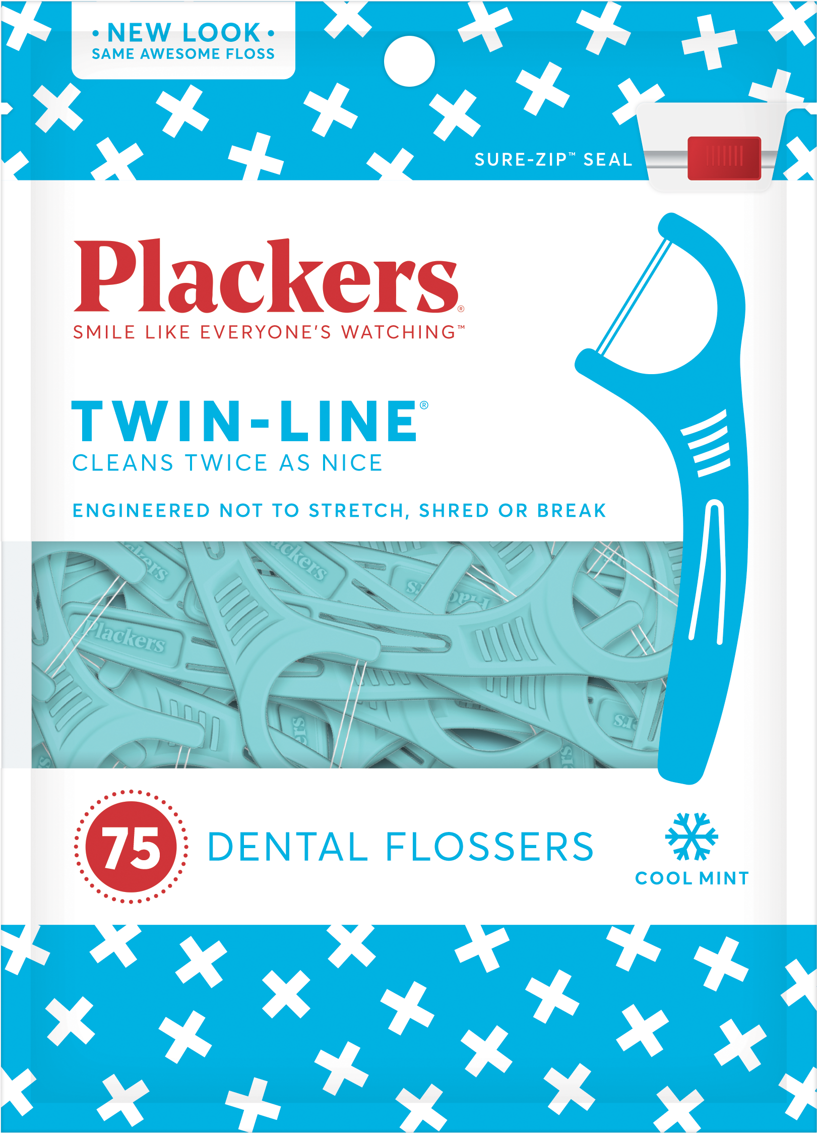 Plackers Twin-line Cool Mint Dental Floss Picks, 150 - Plackers Twin Line (450x450), Png Download