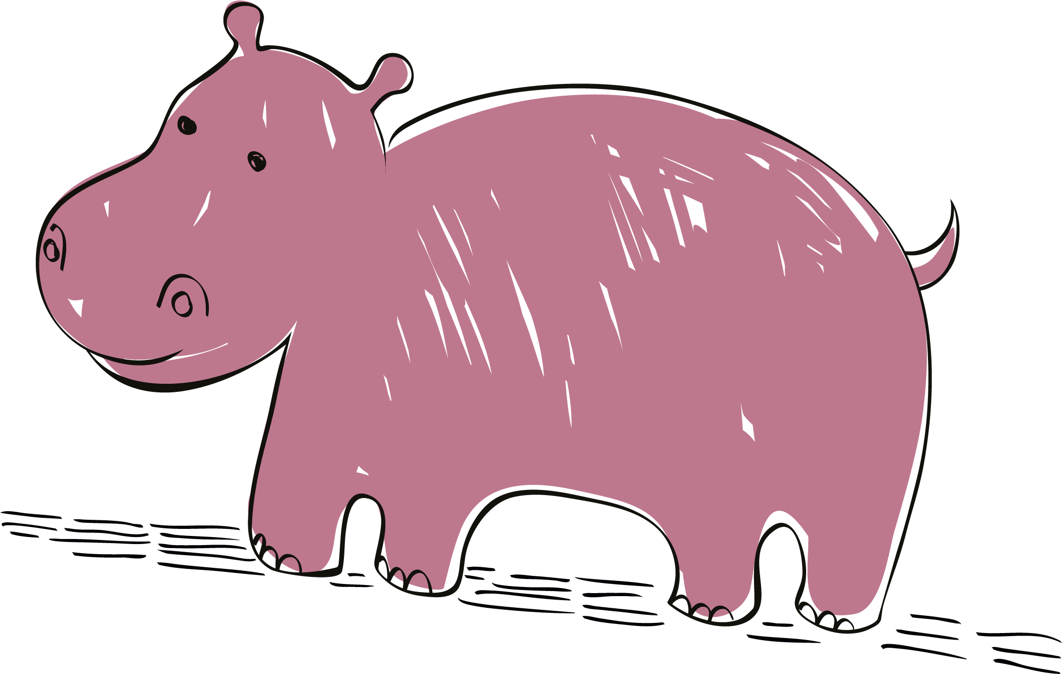 Mammal Clipart Pig Hippopotamus Cartoon Png - Vector Graphics (2100x1333), Png Download