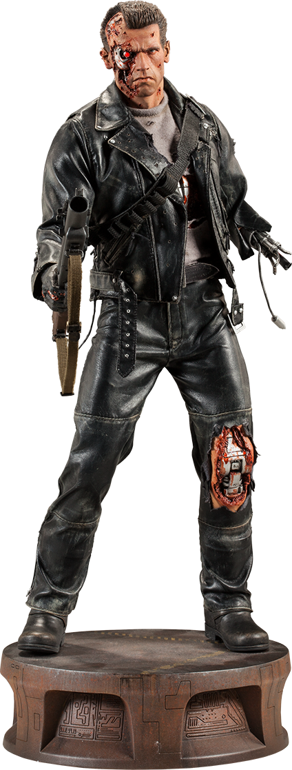 800 Terminator Battle Damaged Premium Format™ Figure - T:800 Terminator Battle Damaged Terminator Premium (424x1117), Png Download